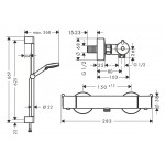 Shower tap Wall-mounted exposed material: Brass thermostatic with hand shower, hose and slider rail, color: Chrome surface: Glossy Wall-mouned exposed