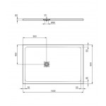 Shower tray Rectangular 140x90x3 material: Synthetic, color: White surface: Matt Rectangular Shower tray Rectangular 140x90x3 material: Synthetic, color: White surface: Matt Rectangular