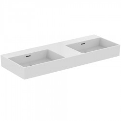 Washbasin Wall-mounted 121,5x45x12,5 With 2 bowls With overflow Without hole material: Porcelain, color: White surface: Glossy Wall-mounted