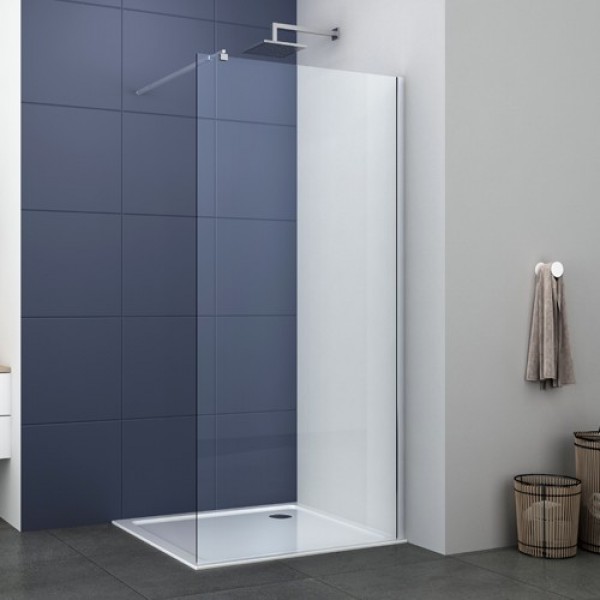 Shower enclosure Linear 100x200 8mm fixed surface: Glossy, color: Chrome Linear