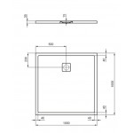 Shower tray Square 100x100x3,5 material: Synthetic, color: White surface: Matt Square