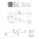 Sink Stainless (Steel) 116x51 material: Inox surface: Matt right nested 1 bowl, color: Chrome Stainless steel Sink Stainless (Steel) 116x51 material: Inox surface: Matt right nested 1 bowl, color: Chrome Stainless steel