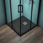 Ντουζιέρα τετράγωνη 80x80x3 από συνθετικό Jet Black, χρώμα: Μαύρο επιφάνεια: Ματ Τετράγωνες