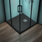 Ντουζιέρα τετράγωνη 90x90x3 από συνθετικό Jet Black, χρώμα: Μαύρο επιφάνεια: Ματ Τετράγωνες