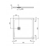 Ντουζιέρα τετράγωνη 90x90x3 από συνθετικό Jet Black, χρώμα: Μαύρο επιφάνεια: Ματ Τετράγωνες