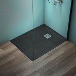 Shower tray Rectangular 100x80x3 material: Synthetic, color: Black surface: Matt Rectangular