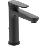 Wash basin tap Deck-mounted material: Brass mixer With pop-up waste set Μ size Blue Start Matt Black, color: Black surface: Matt Deck-mounted Wash basin tap Deck-mounted material: Brass mixer With pop-up waste set Μ size Blue Start Matt Black, color: Black surface: Matt Deck-mounted