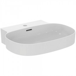 Washbasin Wall-mounted 60x50x13,5 With 1 bowl With hole in the middle With overflow material: Porcelain, color: White surface: Glossy Wall-mounted