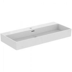 Washbasin Wall-mounted 101,5x45x12,5 With 1 bowl With hole in the middle With overflow material: Porcelain, color: White surface: Glossy Wall-mounted