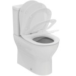 Floor standing close-coupled toilet & flushing cistern & toilet seat soft closing, style: Sandwich back to wall Rimless Slim vertical outlet / horizontal outlet p Universal 60,5x37 surface: Glossy, color: White Floor standing close-coupled