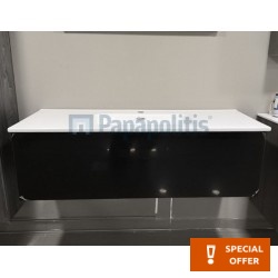 Furniture base with washbasin 119x35x45 material: Lacquer 1 basin wall mounted, color: Black Cabinets with wash basin