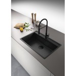 Kitchen tap Deck-mounted material: Brass with shower Semi Pro, color: Black surface: Matt Deck-mounted