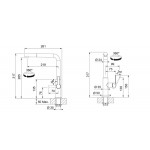 Μπαταρία κουζίνας επικαθήμενη από ορείχαλκο με ντους L-Spout HP, χρώμα: Χρωμέ επιφάνεια: Γυαλιστερή Επικαθήμενες