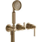 Shower tap Wall-mounted external part 2 way 3 holes material: Brass mixer with hand shower, hose and holder, color: Bronze surface: Brushed Wall-mounted - external part Shower tap Wall-mounted external part 2 way 3 holes material: Brass mixer with hand shower, hose and holder, color: Bronze surface: Brushed Wall-mounted - external part