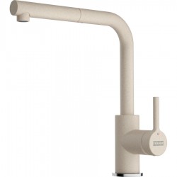 Kitchen tap Deck-mounted material: Brass with shower, color: Beige surface: Matt Deck-mounted