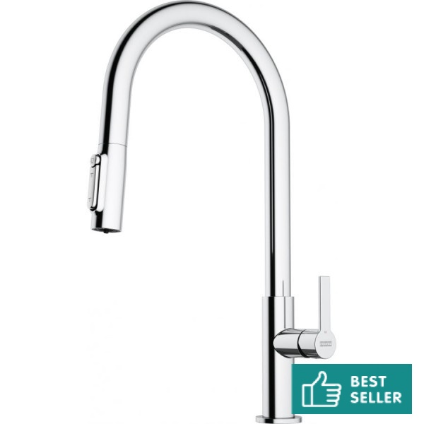Kitchen tap Deck-mounted material: Brass with shower with water filter C-Spout, color: Chrome surface: Glossy Deck-mounted Kitchen tap Deck-mounted material: Brass with shower with water filter C-Spout, color: Chrome surface: Glossy Deck-mounted