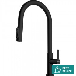 Μπαταρία κουζίνας επικαθήμενη από ορείχαλκο με ντους με φίλτρο νερού C-Spout, Black Matt, χρώμα: Μαύρο επιφάνεια: Ματ Επικαθήμενες