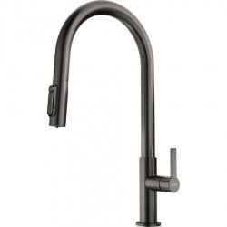 Kitchen tap Deck-mounted material: Brass With Pull-Out Spray 1 jet with water filter Anthracite , color: Dark Grey surface: Brushed Deck-mounted