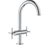 Wash basin tap Deck-mounted dual-level L size material: Brass With push-open waste set, color: Chrome surface: Glossy Deck-mounted