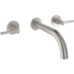Wash basin tap Wall-mounted - external part 3 holes dual-level Without waste, color: Chrome material: Brass surface: Brushed Wall-mounted - external part