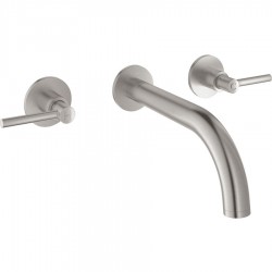 Wash basin tap Wall-mounted - external part 3 holes dual-level Without waste, color: Chrome material: Brass surface: Brushed Wall-mounted - external part