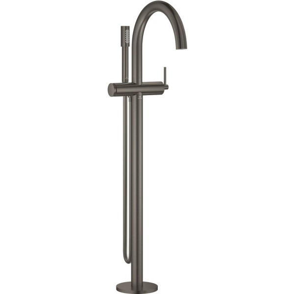 Bathtub tap Floor-standing external part material: Brass, color: Grey surface: Brushed Floor standing