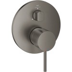Shower tap Wall-mounted external part 3 way material: Brass mixer With plate without hand shower, hose and holder, color: Grey surface: Brushed Wall-mounted - external part