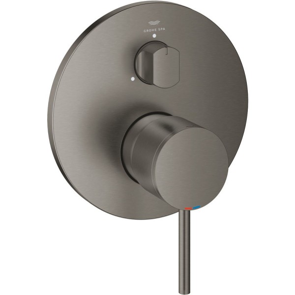 Shower tap Wall-mounted external part 3 way material: Brass mixer With plate without hand shower, hose and holder, color: Grey surface: Brushed Wall-mounted - external part