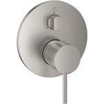 Shower tap Wall-mounted external part 3 way material: Brass mixer With plate without hand shower, hose and holder, color: Chrome surface: Brushed Wall-mounted - external part