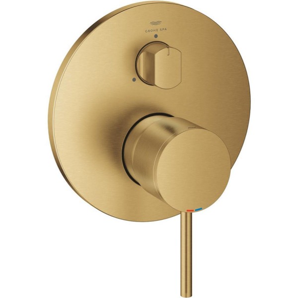 Shower tap Wall-mounted external part 3 way material: Brass mixer With plate without hand shower, hose and holder, color: Gold surface: Brushed Wall-mounted - external part