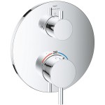 Shower tap Wall-mounted external part 2 way material: Brass thermostatic With plate without hand shower, hose and holder, color: Chrome surface: Glossy Wall-mounted - external part