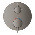 Shower tap Wall-mounted external part 2 way material: Brass thermostatic With plate without hand shower, hose and holder, color: Grey surface: Brushed Wall-mounted - external part