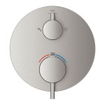 Shower tap Wall-mounted external part 2 way material: Brass thermostatic With plate without hand shower, hose and holder, color: Chrome surface: Brushed Wall-mounted - external part