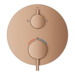 Shower tap Wall-mounted external part 2 way material: Brass thermostatic With plate without hand shower, hose and holder, color: Pink Gold surface: Brushed Wall-mounted - external part
