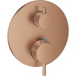 Shower tap Wall-mounted external part 2 way material: Brass thermostatic With plate without hand shower, hose and holder, color: Pink Gold surface: Brushed Wall-mounted - external part