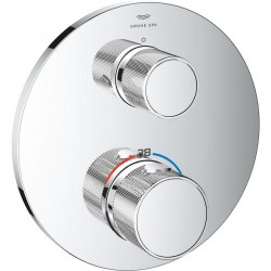 Shower tap Wall-mounted external part 2 way material: Brass thermostatic With plate without hand shower, hose and holder, color: Chrome surface: Glossy Wall-mounted - external part