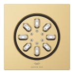 Shower (jet) 75 x 75 mm, brushed cool sunrise, color: Gold material: Brass surface: Brushed Wall-mounted shower heads