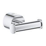 Hook double Flat wall mounted material: Brass, color: Chrome surface: Glossy Hooks