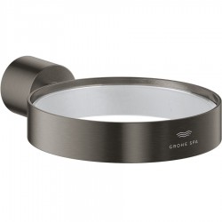 Base for wall-mounted accessories material: Brass surface: Brushed, color: Grey Soap holders