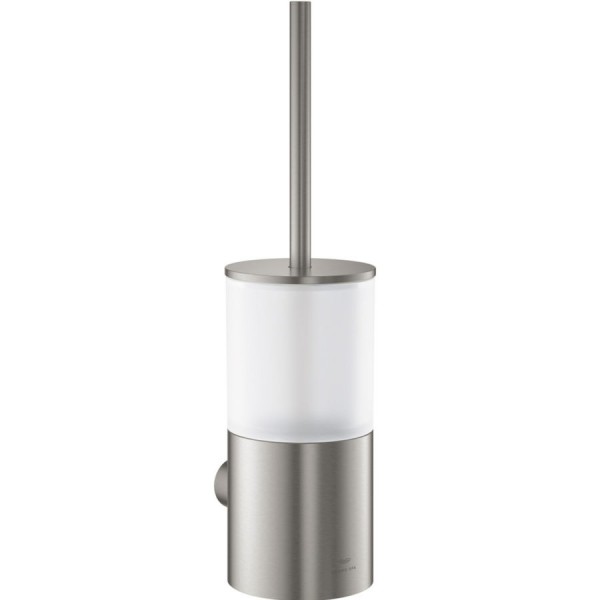 Brush (broom) material: Brass Wall-mounted, color: Chrome surface: Brushed Toilet brush holders