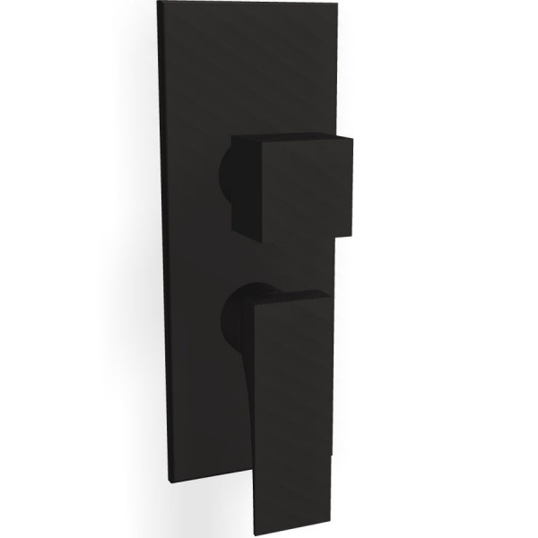 Shower tap Wall-mounted external part 2 way / 3 way material: Brass mixer With plate without hand shower, hose and holder, color: Black surface: Matt Wall-mounted - external part