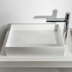 Νιπτήρας ελευθέρας τοποθέτησης 50x35x11 από solid surface χωρίς οπή  χωρίς υπερχείλιση, χρώμα: Λευκό επιφάνεια: Ματ Ελευθέρας τοποθέτησης