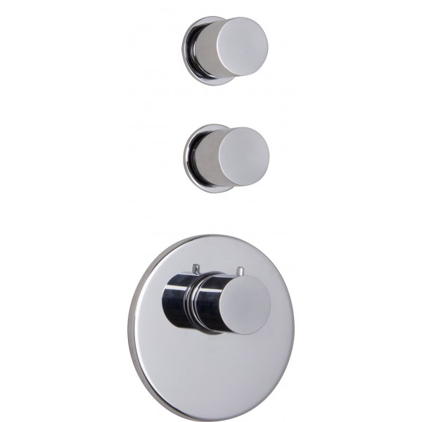 Shower tap Wall-mounted external part 2 way 3 holes material: Brass thermostatic without hand shower, hose and holder, color: Chrome surface: Glossy Wall-mounted - external part