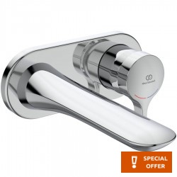 Wash basin tap Wall-mounted - external part mixer With plate Without waste, color: Chrome concealed part 281974 not included, 20,4cm material: Brass surface: Glossy Wall-mounted - external part