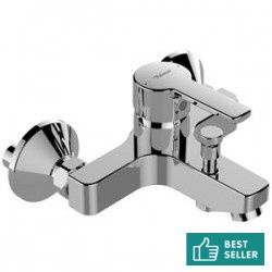 Bathtub tap Wall-mounted exposed material: Brass without hand shower, hose and holder mixer, color: Chrome surface: Glossy Wall-mouned exposed
