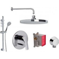 Shower tap and overhead shower Wall-mounted concealed - complete set 2 way material: Brass mixer & hand shower & outlet & hose, color: Chrome surface: Glossy