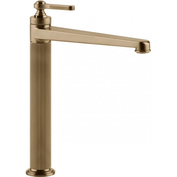 Wash basin tap Deck-mounted for free-standing washbasin material: Brass mixer With pop-up waste set, color: Bronze surface: Brushed Deck-mounted