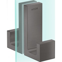 Hook double Hanging material: Brass Brushed Black Chrome, color: Black surface: Brushed Hooks