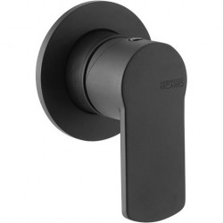 Shower tap Wall-mounted concealed - complete set 1 hole 1 way material: Brass mixer without hand shower, hose and holder, color: Black surface: Matt Wall-mounted - external part