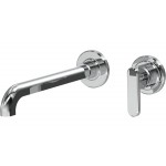 Wash basin tap Wall-mounted - external part 2 holes mixer With push-open waste set, color: Chrome material: Brass surface: Glossy Wall-mounted - external part
